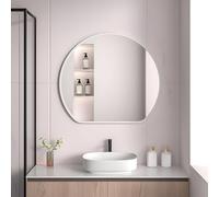 Miroir Salle De Bain Mural Demi-Cercle, 50x42 CM, 70x62 CM, Cadre en Aluminium, Miroir De Maquillage pour Chambre, Salon, Coiffeuse, Entrée(White,80x71cm/31.5x28in)