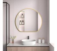 Miroir Salle De Bain Mural Demi-Cercle, 50x42 CM, 70x62 CM, Cadre en Aluminium, Miroir De Maquillage pour Chambre, Salon, Coiffeuse, Entrée(Gold,80x71cm/31.5x28in)