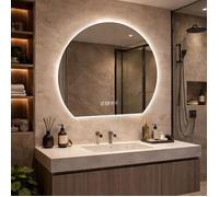 Miroir Salle de Bain Rond à LED, Miroir Mural Antibuée, 3 Couleurs de Lumière, Miroir Intelligent pour Décoration Intérieure Moderne