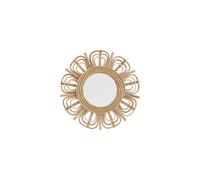 Miroir soleil en bambou beige, rond, fixation murale - Madam Stoltz, Lumia - Ø45 cm H5 cm
