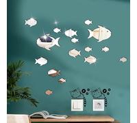 Miroir Stickers Muraux Poisson, 18PCS Autocollants Muraux Autocollants Mignons pour Salon Enfants Chambre Bureau, avec 2PCS Autocollants de Commutateur de Chat