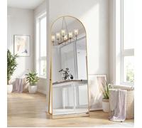 Miroir sur pied 160x50 cm, grand miroir mural, arche design, pour salon chambre ou entrée, long miroir de sol avec support, doré