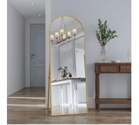 Miroir sur Pied 162 x 53 cm, Miroir Mural Arqué Miroir Corps Complet Miroir de Sol Grand Miroir Mural Alliage d'Aluminium Cadre,Or