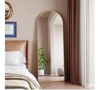 Miroir sur Pied 162 x 53 cm,Miroir Mural Arqué Miroir de Sol Miroir Corps Complet Alliage d'Aluminium Cadre,Doré
