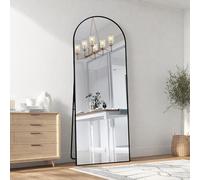 Miroir sur Pied 162 x 53 cm Miroirs Pleine Longueur Arqué avec Cadre en Métal Miroir Intégral Miroirs incliné ou Suspendu pour Salon, Chambre, Entrée (Noir, 162 x 53 cm)