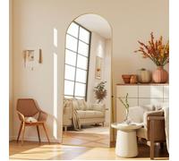 Miroir sur Pied 177 x 77cm, Miroir Complet arqué avec Cadre en Métal, Miroir de Sol Pleine Longueur, Bombé et Suspendu, Moderne,Doré