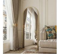 Miroir sur Pied Arqué 162x53cm, Miroir Mural avec Cadre en Aluminium, verre trempé HD, miroir plein pied pour chambre dressing, Doré