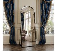 Miroir sur Pied Arqué 162x53cm, Miroir Mural avec Cadre en Aluminium, verre trempé HD, miroir plein pied pour chambre dressing, Noir