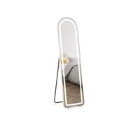 Miroir sur pied arqué - miroir lumineux LED réglable tactile dim. 40L x 150H cm - métal noir alliage alu verre trempé
