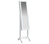 Miroir sur pied blanc en bois - 34 x 37 x 146 cm - Inclinable - Avec espace de rangement - Idéal pour chambre à coucher, couloir, garde-robe - Miroir complet - Décoration et maquillage