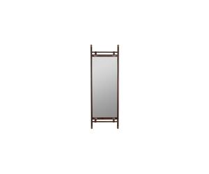 Miroir sur pied en bois de hêtre laqué marron foncé, bracelets cuir, détails laiton, rectangulaire - Dutchbone, Riva - 60x4x180 cm