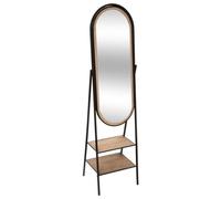 Miroir sur Pied en Bois et Métal avec 2 étagères 160 x 44 cm - Atmosphera