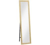 HOMCOM Miroir rectangulaire sur Pied Mural ou à Poser avec Cadre en Bois pour Salon Chambre à Coucher 37 x 157 cm Bois Naturel
