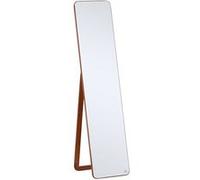 HOMCOM Miroir sur pied miroir au sol miroir mural rectangulaire dim. 37L x 43l x 156H cm MDF Aspect Noyer Clair