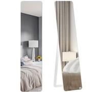 HOMCOM Grand Miroir Pleine Longueur rectangulaire, 37 x 160 cm - Miroir sur Pied ou Mural - pour Chambre à Coucher, Salon et Dressing, Bois Aspect Blanc