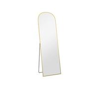 HomCom Miroir sur pied mural rectangulaire arrondi 50 x 161,5 cm cadre aluminium avec support doré