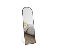 HomCom Miroir sur pied et mural rectangulaire arrondi, cadre aluminium, 50 x 161,5 cm, Noir