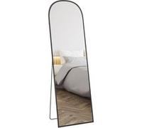 Miroir sur pied - HOMCOM - mural - rectangulaire - arrondi - cadre en aluminium - avec support pour entrée chambre dressing - noir