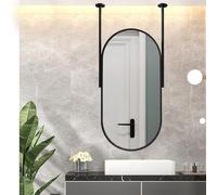 Miroir suspendu au plafond ovale nordique, miroir mural avec cadre en métal et doubles tiges, miroirs de maquillage flottants décoratifs pour salle de bain, chambre à coucher, dressing ( Size : 50cmx7