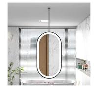 Miroir suspendu avec lumières, miroir ovale en métal monté au plafond pour salle de bain et rasage, design personnalisable