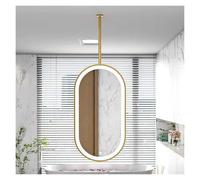 Miroir suspendu avec lumières, miroir ovale en métal monté au plafond pour salle de bain et rasage, design personnalisable