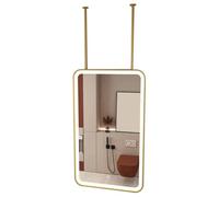 Miroir Suspendu De Plafond avec Lumière LED, Miroir Rectangulaire Fixé Au Plafond, Miroirs De Salle De Bain Éclairés par LED, pour Maisons, Hôtels, Salons De Beauté(Gold,60x90CM)