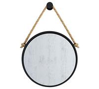 Miroir Suspendu décoratif Rond en métal Noir Cercle Mural avec Fixations de Corde suspendues pour Salle de Bain Rasage, Salon Chambre Couloir 40-80 cm (Diamètre: 50 cm(19.7)