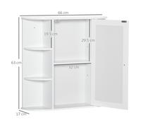 Miroir suspendu HOMCOM pour salle de bain grande armoire murale blanche avec 8 espaces de rangement 66x17x63cm