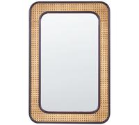 Miroir Suspendu Rectangulaire 60 x 90 cm Cadre Tresse Viennoise MDF Bois Clair Noir Bernas