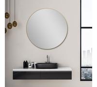 Miroir Talos Picasso or Ø 80 cm - avec cadre aluminium de qualité pour une ambiance stylée - miroir de salle de bain rond parfait qui allie élégance et fonctionnalité