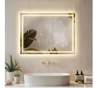 Miroir - TECTAKE - Miroir de salle de bain CLARA rectangulaire LED réglable avec 3 couleurs de lumière, 50 x 70 cm - Gris anthracite