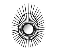 THINIA HOME Miroir Mural en rotin Ovale Deko Noir 80 cm
