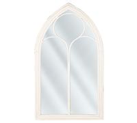 Miroir Mural au Style Gothique en Forme de Vitrail Métallique Blanc 62 x 113 cm pour Salon et Hall Décor Rétro et Vintage Beliani