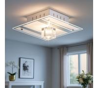 Plafonnier décoration métal laqué miroir verre satiné Diamantis 40100