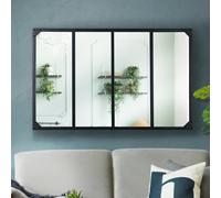 Miroir verrière 4 bandes design industriel 110X70 cm Noir