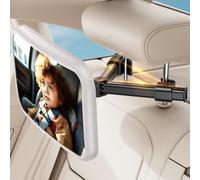 Miroir Voiture Bébé Retroviseur Siege Voiture Bebe: 100% Incassable Miroir Bébé Voiture, 360°Rotation Réglables Miroirs Auto Bébés, Miroir Siège Arrière Bébé, Accessoire pour Jeunes Parents-Blanc