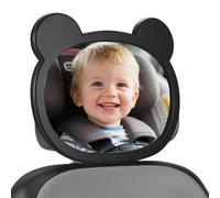 Miroir Voiture Bébé, Retroviseur Voiture Bebe, Miroirs Auto Bébés, 360° Rotation Réglables, avec Sangle à Boucle Réglable, Verre Incassable pour Siège Auto Arrière (Noir)