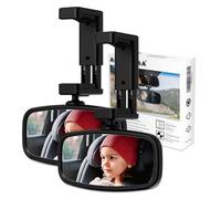 Miroir Voiture BéBé,Rotation à 360°Retroviseur Voiture Bebe,Type de Pince à Ressort Pour Une Installation Facile,Miroir Voiture BéBé Retroviseur,Convient à la Plupart des Modèles de Voitures(2 Noirs)