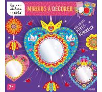 Miroirs À Décorer Mes Coeurs Porte-Bonheur - Avec 2 Planches Imprimées D'éléments À Détacher, 3 Miroirs Autocollants, 2 Mètres De Ruban, 300 Strass Autocollants, 225 Mosaïques Dorées...
