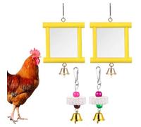 Miroirs à oiseaux avec cloches en métal - Miroir pour cage à oiseaux - Accessoire D2T0 pour perroquet