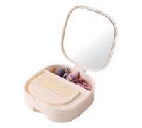 Miroirs de maquillage portables avec rangement - Miroirs cosmétiques de voyage, miroir compact pliable avec étui de rangement, boîte de rangement exquise pour mère épouse, accessoire de beauté, 10,2 x