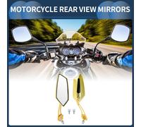 Miroirs De Rétroviseurs Latéraux De Guidon De Moto En Aluminium Alliage Plastique Jaune Clair Doré Réglable Forme Polygonale M8/M10