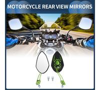 Miroirs De Rétroviseurs Latéraux De Guidon De Moto En Aluminium Alliage Plastique Vert Réglable En Forme Prismatique M8/M10