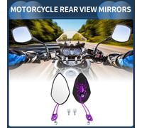 Miroirs De Rétroviseurs Latéraux De Guidon De Moto En Aluminium Alliage Plastique Violet Réglable En Forme Prismatique M8/M10