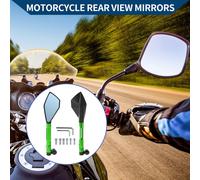 Miroirs De Rétroviseurs Latéraux Réglables En Alliage D'Aluminium Pour Moto 1 Set Noir Vert M8/M10 Forme Prismatique