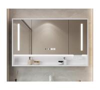 Miroirs de salle de bain à LED avec design mural anti-buée et espace de rangement élégant de 60 x 75 cm (l x H) pour salles de bains modernes. Améliorez votre espace avec fonctionnalité et élégance.