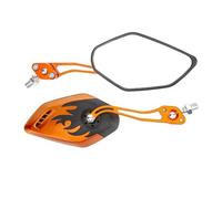 Miroirs Guidon Moto 1 Paire De Rétroviseurs De Moto, Miroir De Recul À Motif De Flamme, Accessoires De Scooter Électrique pour 8mm/10mm Latéraux Moto Miroir(Orange)