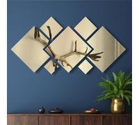 Miroirs losanges autocollants - Jeu de différents carreaux de miroir dorés pour décoration murale - Miroirs décoratifs - Or
