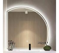 Miroirs Lumineux Asymétriques Semi-circulaires, Miroir De Salle De Bain À LED, Miroir De Courtoisie Mural, Grand Miroir Cosmétique Réglable 3000K-6000K, Mémoire, Écran Tactile (Color : Left Incision