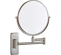 Miroirs Muraux De Salle De Bain, Miroirs De Maquillage De 8 Pouces, Miroir Loupe en Laiton Double Face, Miroirs De Rasage De Vanité Pivotants Pliants à 360 ° Extensibles, Nickel, 3X